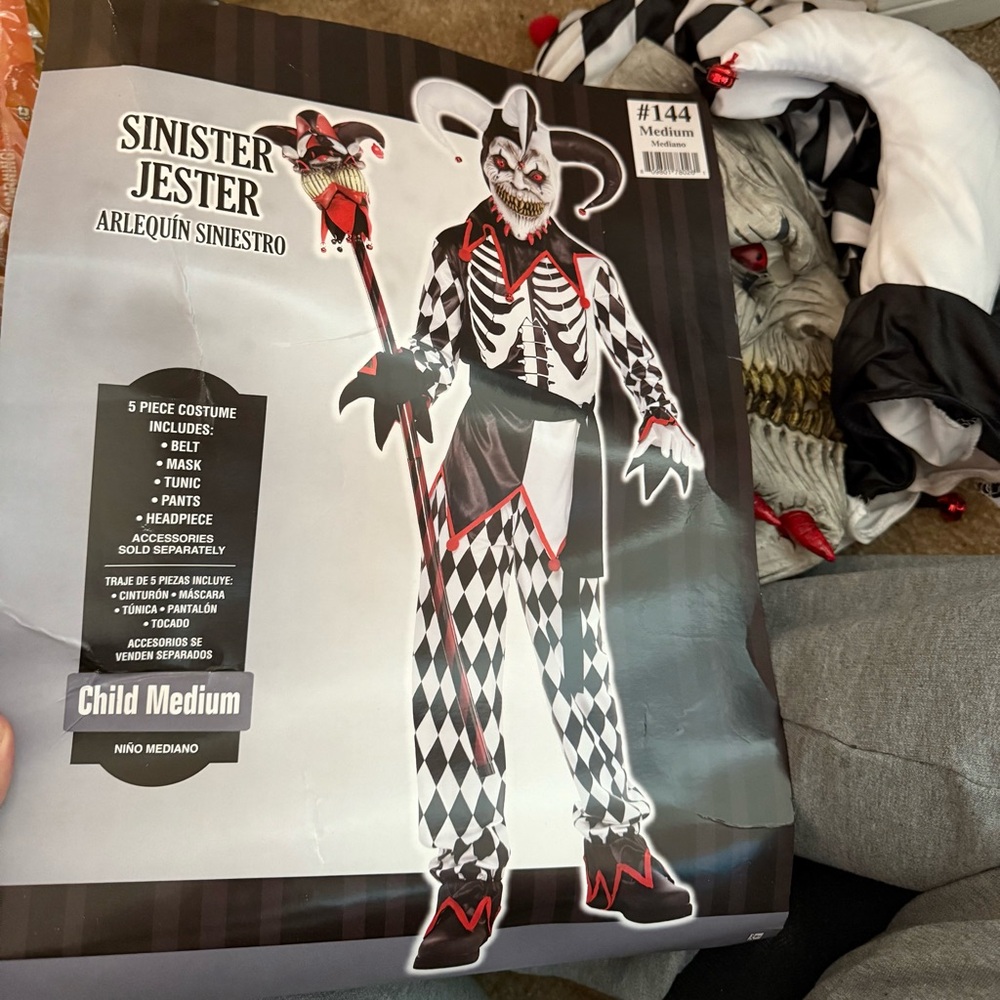 Sinister Jester Costume - Black and White